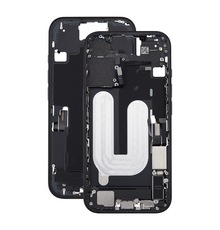 Mid Frame Housing with Charging Port Flex & Small Parts For IPhone 16 Plus - Black - Pulled