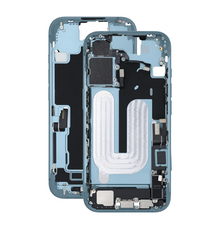 Mid Frame Housing with Charging Port Flex & Small Parts For IPhone 16 Plus - Teal - Pulled