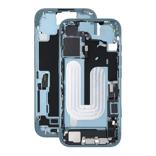 Mid Frame Housing with Charging Port Flex & Small Parts For IPhone 16 Plus - Teal - Pulled