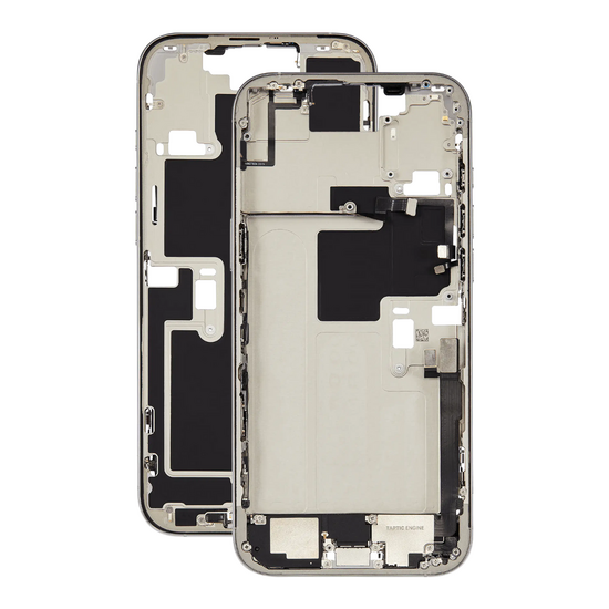 Mid Frame Housing with Charging Port Flex & Small Parts For IPhone 16 Pro - White Titanium - Pulled