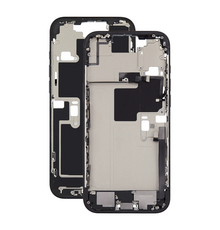 Mid Frame Housing with Charging Port Flex & Small Parts For IPhone 16 Pro - Black Titanium - Pulled