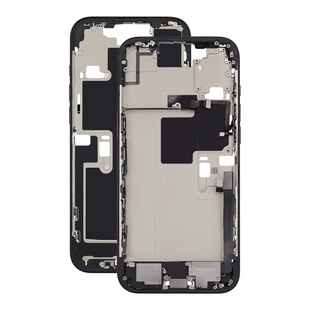 Mid Frame Housing with Charging Port Flex & Small Parts For IPhone 16 Pro - Black Titanium - Pulled