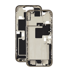 Mid Frame Housing with Charging Port Flex & Small Parts For IPhone 16 Pro - Natural Titanium - Pulled