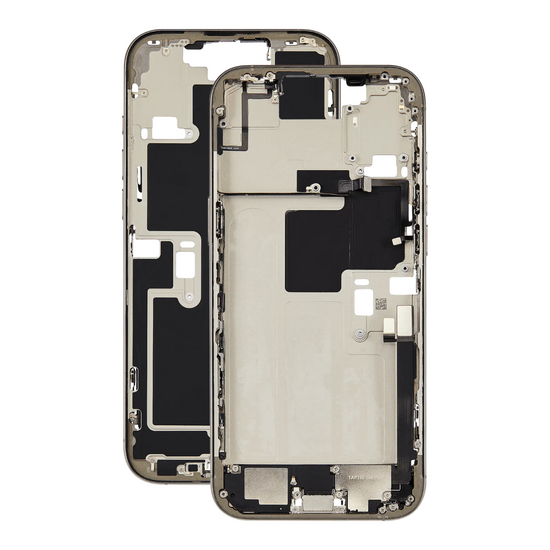 Mid Frame Housing with Charging Port Flex & Small Parts For IPhone 16 Pro Max - Natural Titanium - Pulled