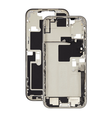 Mid Frame Housing with Charging Port Flex & Small Parts For IPhone 16 Pro Max - White Titanium - Pulled