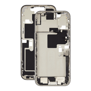Mid Frame Housing with Charging Port Flex & Small Parts For IPhone 16 Pro Max - White Titanium - Pulled