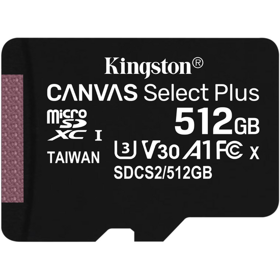 Kingston Canvas Select Plus microSDXC 512GB, met SD-adapter