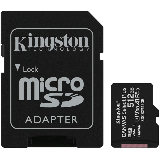 Kingston Canvas Select Plus microSDXC 512GB, met SD-adapter