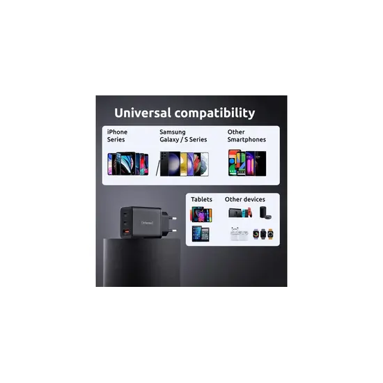 Intenso GaN Power Adapter  W65ACC - 65 Watt PD 3.0 / QC 4.0