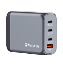 Verbatim 100W GaN Power Adapter 2 x USB-C PD 100W / 1 x USB-C PD 65W / 1 x USB-A QC 3.0 (EU/UK/US)
