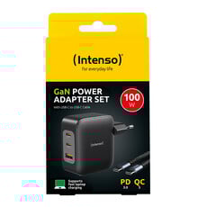 GaN Power Adapter W100ACC with 2 M USB-C Cable  - 100 Watt PD 3.0 / QC 5.0