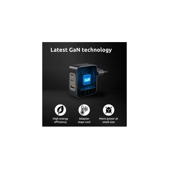 Intenso GaN Power Adapter W100ACC with 2 M USB-C Cable  - 100 Watt PD 3.0 / QC 5.0