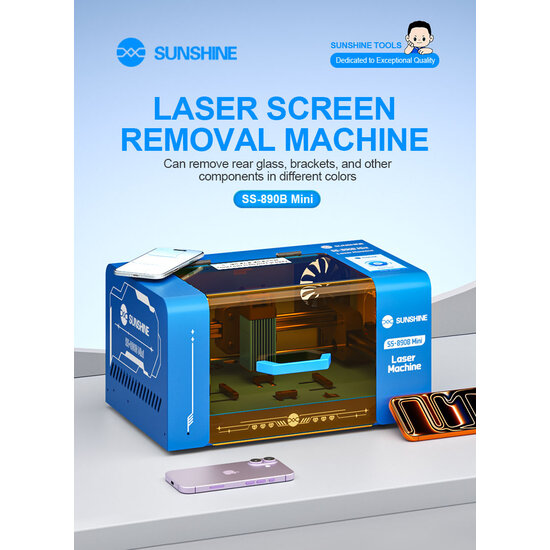 SUNSHINE SS-890B Mini Laser screen removal machine With SS-6604 MINI Smoke Purifier