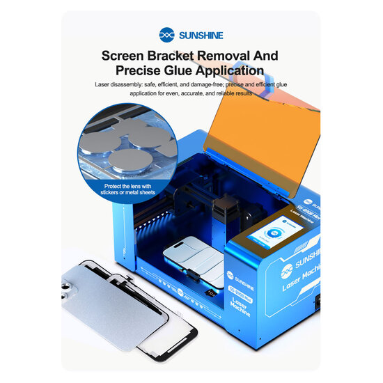 SUNSHINE SS-890B Mini Laser screen removal machine With SS-6604 MINI Smoke Purifier
