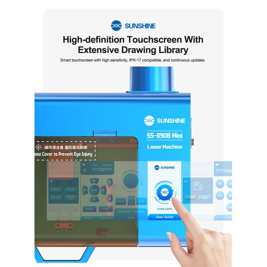 SUNSHINE SS-890B Mini Laser screen removal machine With SS-6604 MINI Smoke Purifier