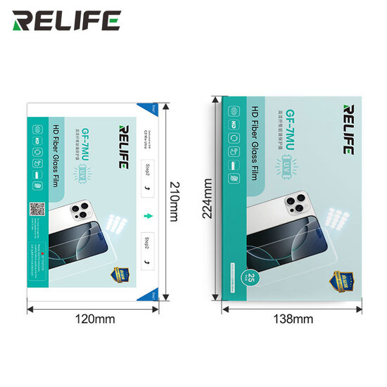 RELIFE GF-7MU HD Fiberglass Protective Film 25 Pack