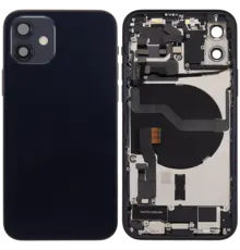 Back Housing with Simtray / Charging port & Small Parts For IPhone 12 Black - MT Tech