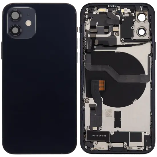 Back Housing with Simtray / Charging port & Small Parts For IPhone 12 Black - MT Tech