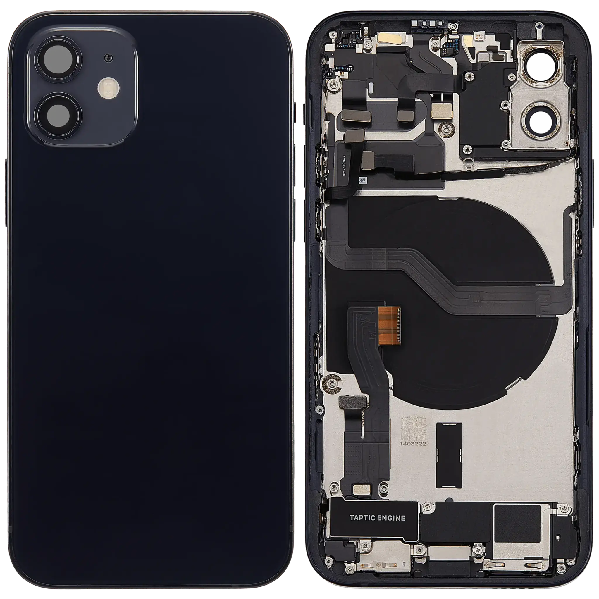 Back Housing with Simtray / Charging port & Small Parts For IPhone 12 Black - MT Tech