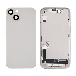 Back Housing with Simtray / Charging port & Small Parts For IPhone 14 Starlight / White  - MT Tech