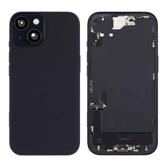 Back Housing with Simtray / Charging port & Small Parts For IPhone 15 Black - MT Tech
