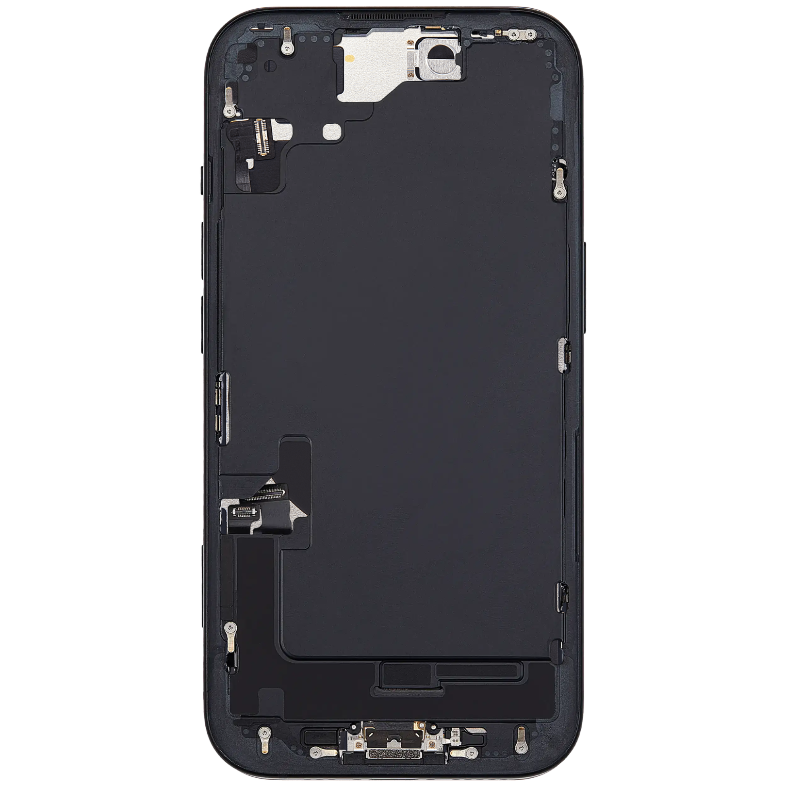 Back Housing with Simtray / Charging port & Small Parts For IPhone 15 Black - MT Tech, foto 3 van 4