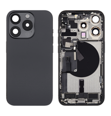 Back Housing with Simtray / Charging port & Small Parts For IPhone 15 Pro Black Titanium - MT Tech