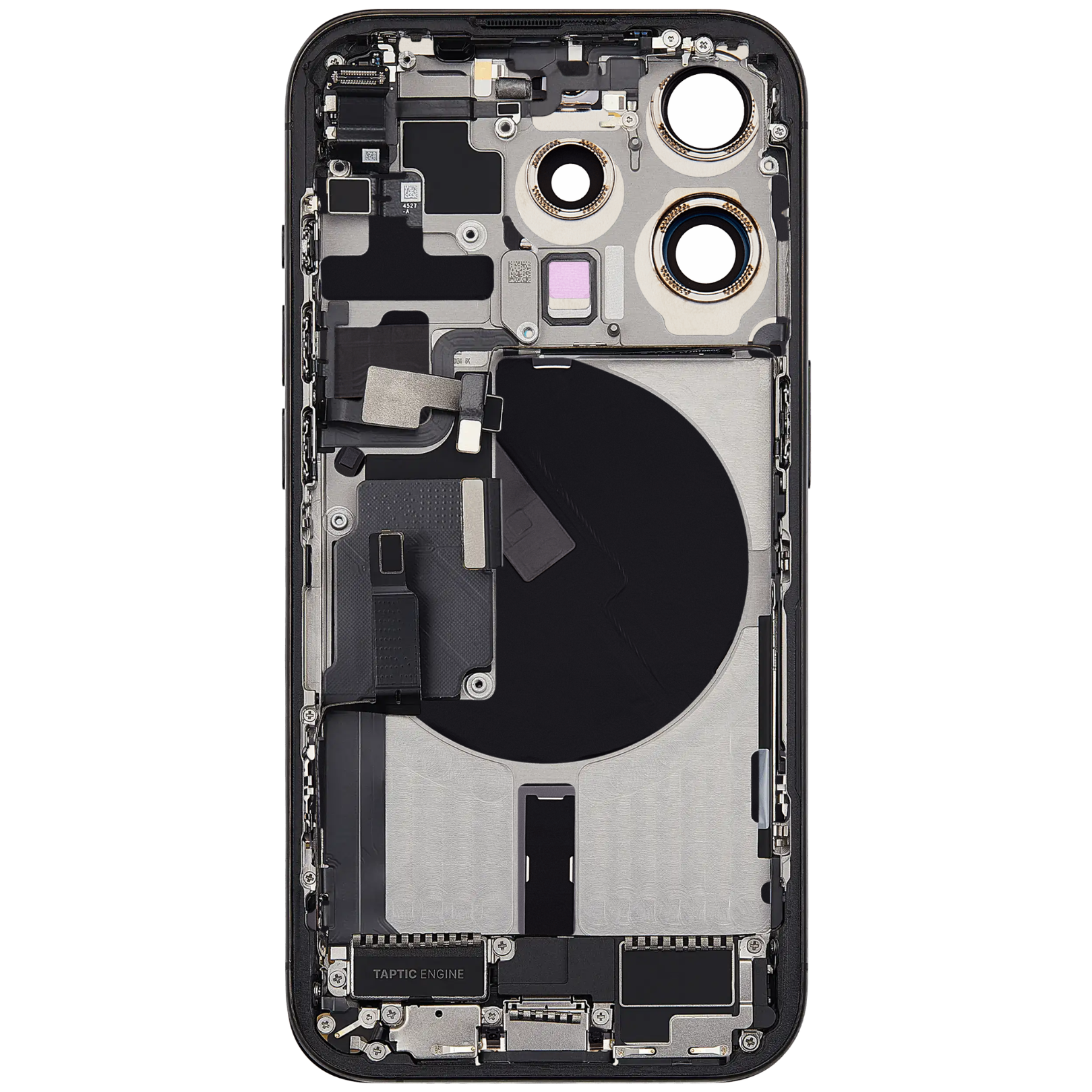 Back Housing with Simtray / Charging port & Small Parts For IPhone 15 Pro Black Titanium - MT Tech, foto 3 van 4