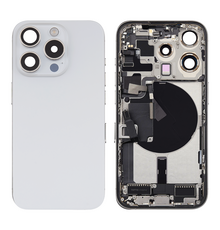 Back Housing with Simtray / Charging port & Small Parts For IPhone 15 Pro White Titanium - MT Tech