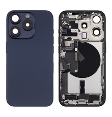 Back Housing with Simtray / Charging port & Small Parts For IPhone 15 Pro Blue Titanium - MT Tech