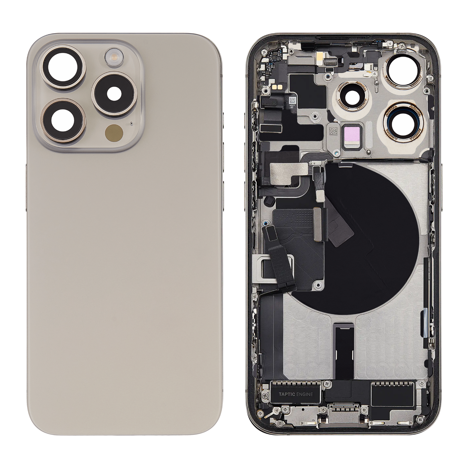 Back Housing with Simtray / Charging port & Small Parts For IPhone 15 Pro Natural Titanium - MT Tech