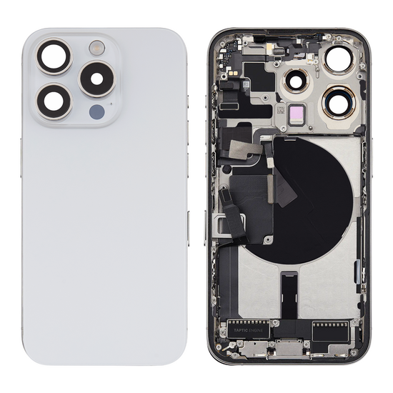 Back Housing with Simtray / Charging port & Small Parts For IPhone 15 Pro Max White Titanium - MT Tech