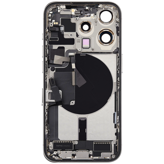 Back Housing with Simtray / Charging port & Small Parts For IPhone 15 Pro Max White Titanium - MT Tech