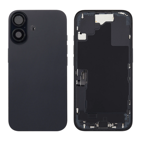 Back Housing with Simtray / Charging port & Small Parts For IPhone 16 Black - MT Tech