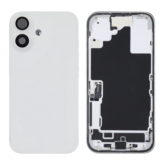 Back Housing with Simtray / Charging port & Small Parts For IPhone 16 White - MT Tech