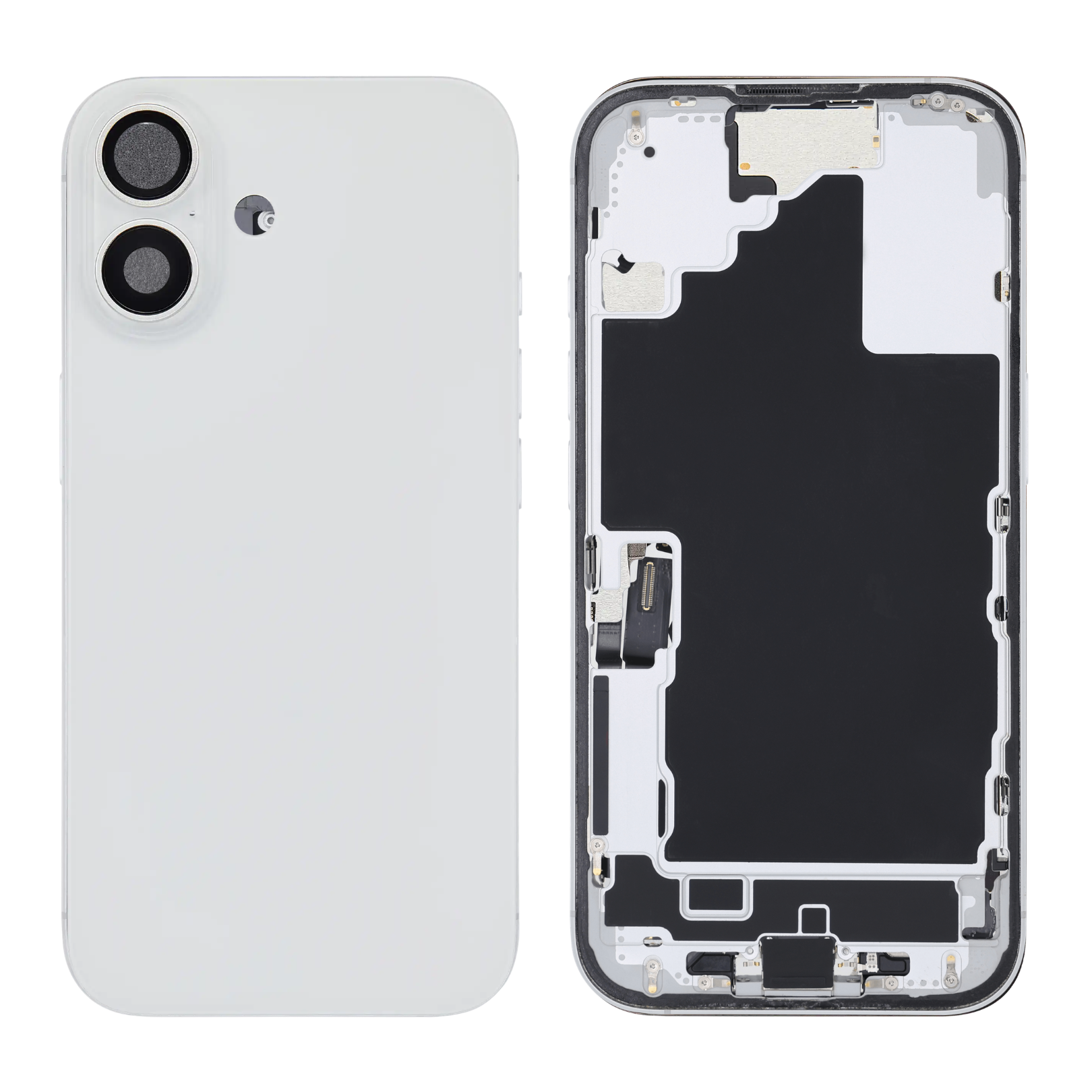 Back Housing with Simtray / Charging port & Small Parts For IPhone 16 White - MT Tech
