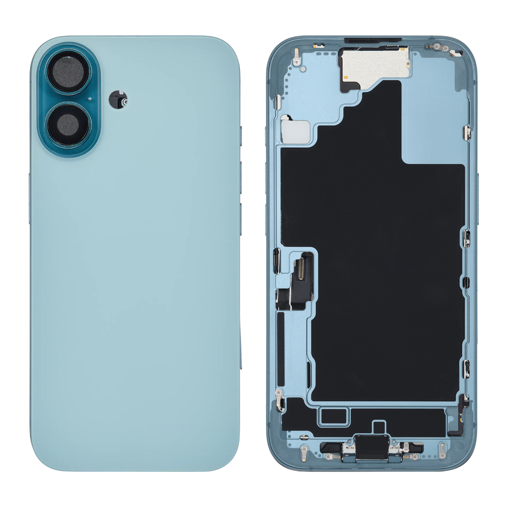 Back Housing with Simtray / Charging port & Small Parts For IPhone 16 Teal - MT Tech