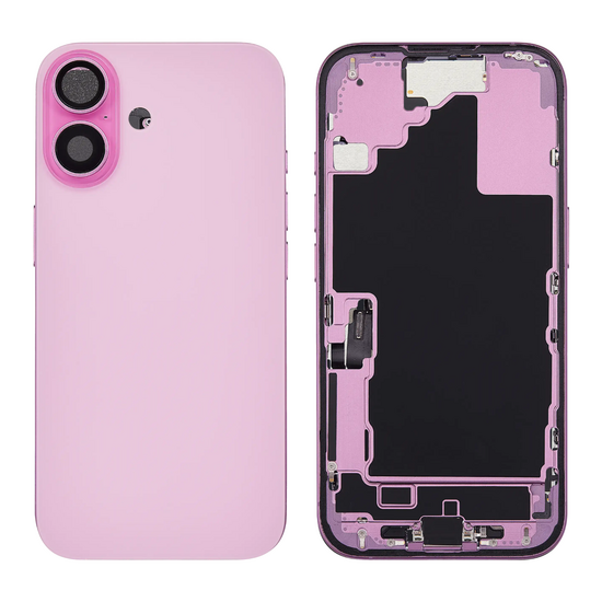 Back Housing with Simtray / Charging port & Small Parts For IPhone 16 Pink - MT Tech