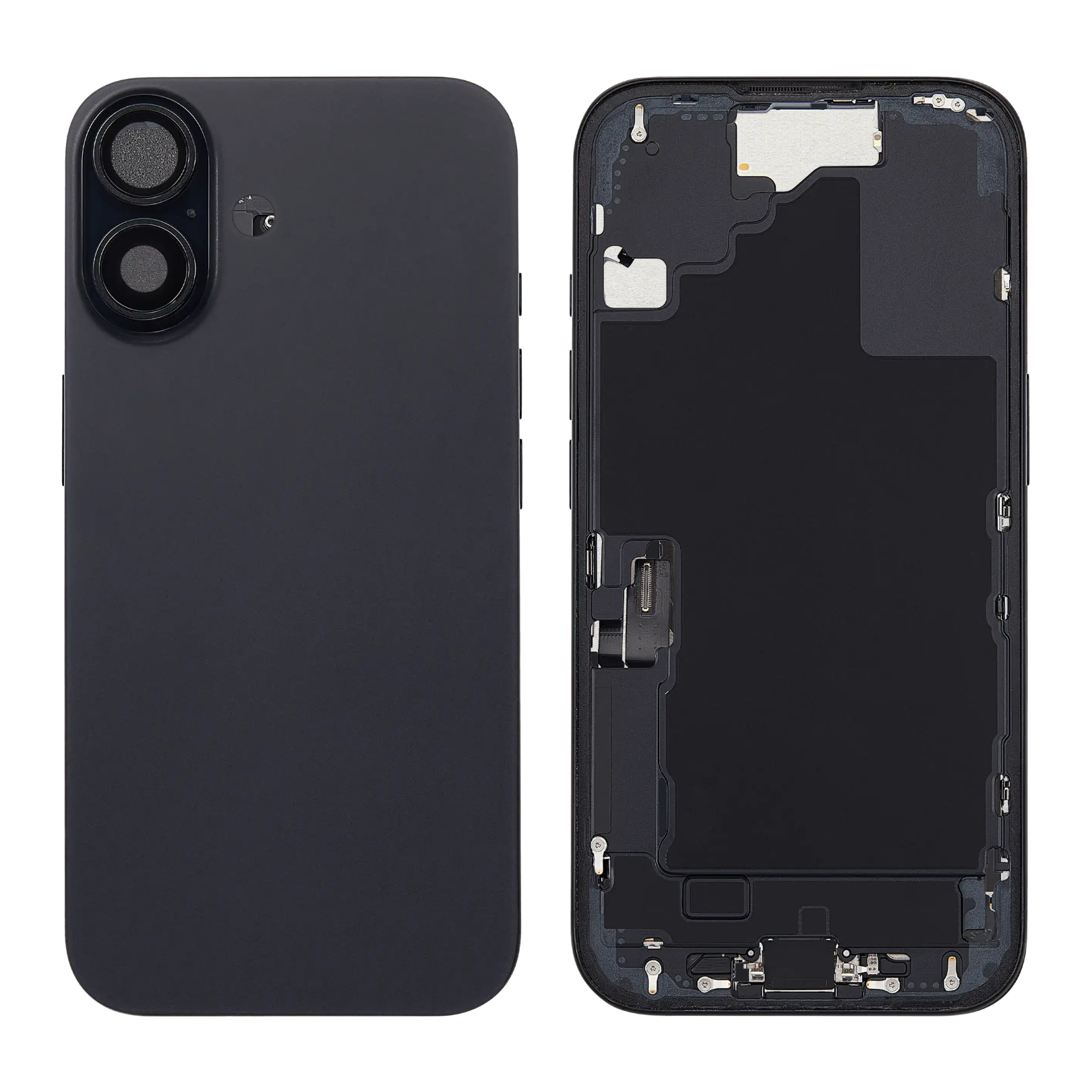 Back Housing with Simtray / Charging port & Small Parts For IPhone 16 Plus Black - MT Tech