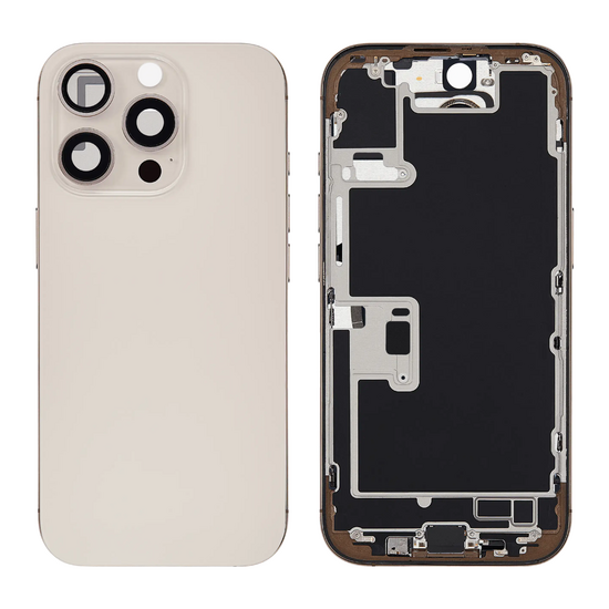 Back Housing with Simtray / Charging port & Small Parts For IPhone 16 Pro Max Desert Titanium - MT Tech