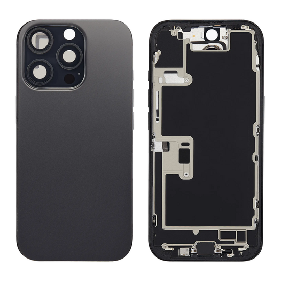 Back Housing with Simtray / Charging port & Small Parts For IPhone 16 Pro Max Black Titanium - MT Tech
