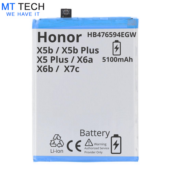 BATTERY MT Tech For Honor X5b/X5B Plus/ X5 Plus/X6a/X6b/7c - HB476594EGW - 5100mAh