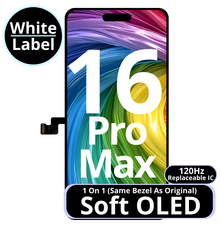 LCD Soft Oled For IPhone 16 Pro Max - 1:1 Bezel -120Hz - White Box (Replaceable IC)