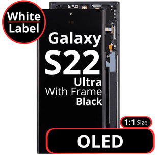 LCD OLED 1:1 Size For Galaxy S22 Ultra Black With Frame Not Original - White Box
