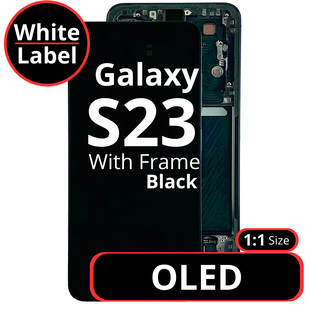 LCD OLED 1:1 Size For Galaxy S23 Black With Frame Not Original - White Box