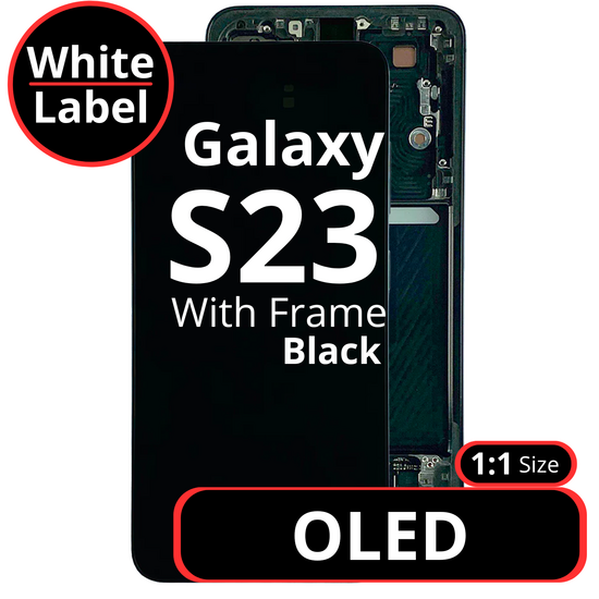 LCD OLED 1:1 Size For Galaxy S23 Black With Frame Not Original - White Box