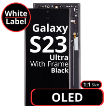 LCD OLED 1:1 Size For Galaxy S23 Ultra Black With Frame Not Original - White Box