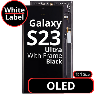 LCD OLED 1:1 Size For Galaxy S23 Ultra Black With Frame Not Original - White Box