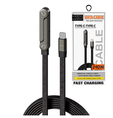 USB C To USB C - 240W High Speed cable With Foldable Phone Holder Black