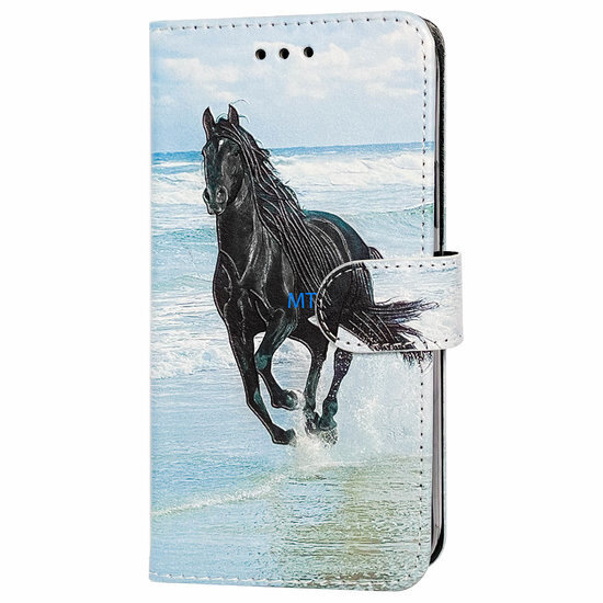 GREEN ON 3D Print Wallet Case Black Horse Galaxy A25